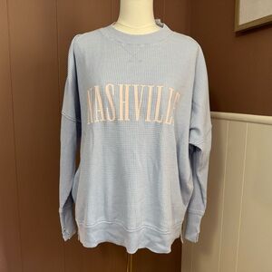 NWT Nashville Distressed Waffle Knit Cotton Blend Pullover